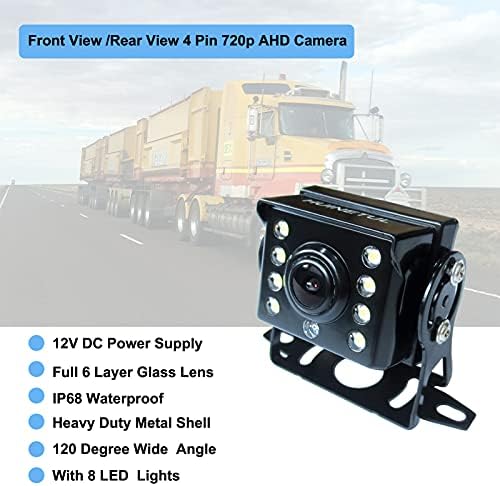 12V AHD 720P 4 Pin Камион Обратен Заден Поглед Резервна Камера Жична Водоотпорна Предна Страна Заден Поглед Камера За Рикверц со 8 LED ЗА Приколка