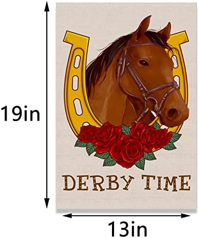Дерби време градинарско знаме Кентаки Дерби трча за рози коњски трки со вертикална двојна големина на отворено