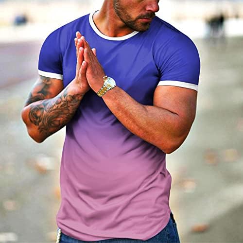 Xiloccer mens пролетно лето лето -обичен спортски спортски градиент градиент на тркалење на вратот со кратки ракави маички кошули