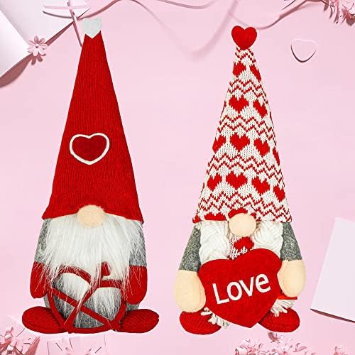 Caysep 2 парчиња gnome valentine plush ， Декорации на в Valentубените Плиш декор ， Домашна маса gnome украси ， подароци за ден на вinesубените
