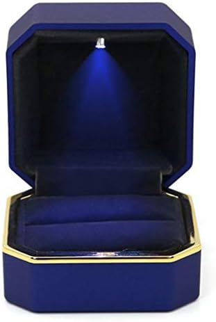 GBYAN RING COX со LED светлосен накит приказ кутија за подароци за предлог, ангажман, свадба