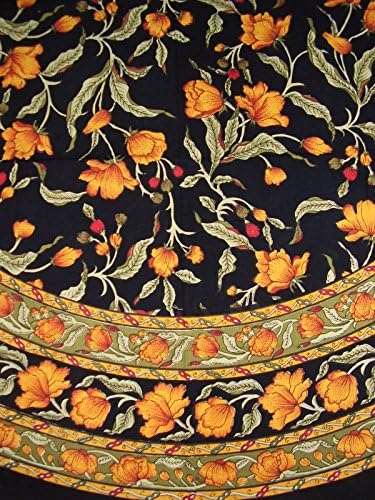 Индија уметност француски Цветни Круг Памук Чаршав 70 Килибар На Црно