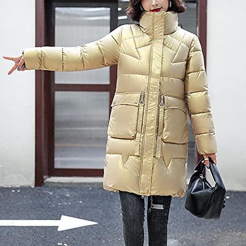 Јакна од туферска пуфер женски потопло паб zipfront puff јакна есен основен желтленк лабав фитинг цврста густа дебела