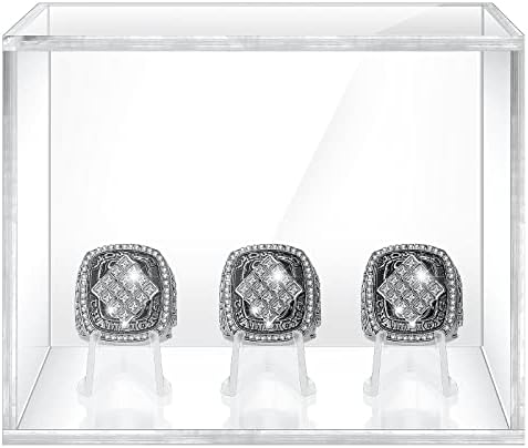 3 прстен првенство на прстен, кутија за приказ на акрилен прстен со акрилна лента за бејзбол прстен, боксерска кутија кошаркарски