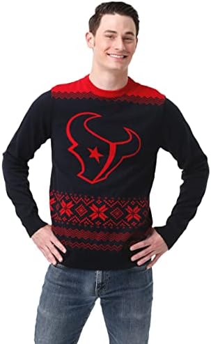 Фоко машко NFL големо лого со два тона плетен џемпер