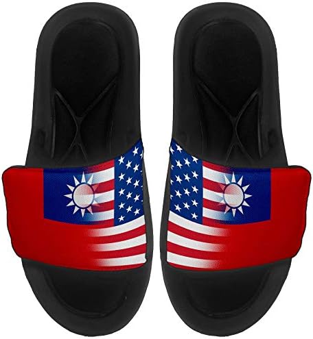 ExpressItbest Pushioned Slide -On сандали/слајдови за мажи, жени и млади - знаме на Тајван - Тајван знаме