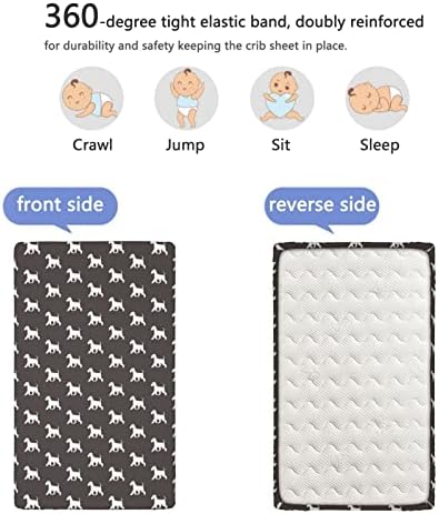 Скоти кучиња тематски опремени мини чаршафи, преносни мини креветчиња за столбови за деца со постелнина за креветчиња за девојчиња или момче, 24 „x38“, Таупе Вајт