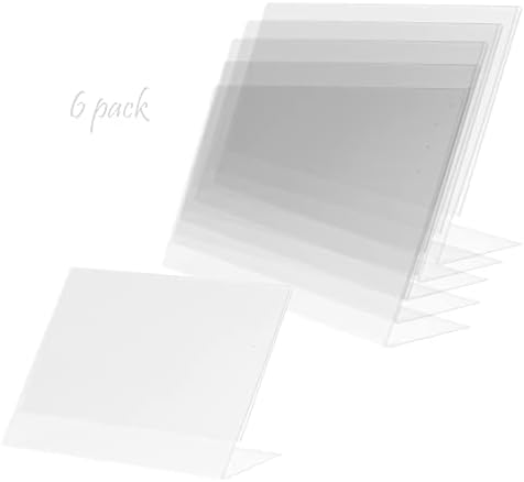 Ry Display 6 пакет чиста акрилик 8,5 x 11 инчи акрилик наклон на знак на знак, рамки за слики, десктоп документ акрилик држач табела единечен