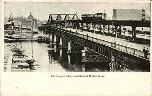 Мост Чарлстаун и покачен Бостон, Масачусетс м -р оригинална античка разгледница