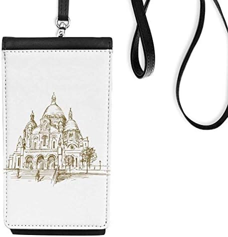 Обележје скица пејзаж телефонски паричник чанта што виси мобилна торбичка црн џеб