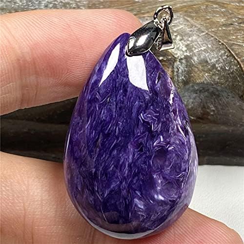 Природна обвивка за приврзоци Виолетова Шароит Кристал камен за жени мажи среќен подарок 33x22x9mm монистра сребрена вода скапоцен камен скапоцен