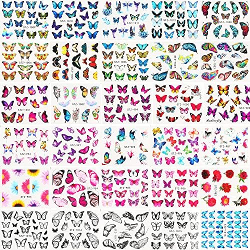 Дорнал 30 Листови Налепници За Нокти За Пеперутки Налепници За Пренос На Вода За Нокти Налепници За Летна Уметност За Нокти Дизајни За Нокти