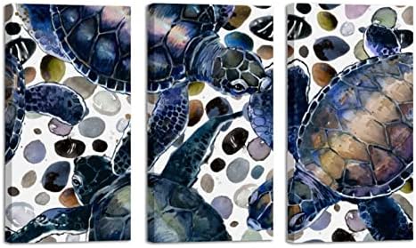 Wallидна уметност за дневна соба, маслено сликарство на платно големо врамено морско желка акварел животно подводно животно образец уметнички дела за декор за домаш