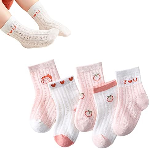 Чорапи за момчиња/девојчиња Coodboy летни памучни мрежи тенки чорапи со цртан филм за новороденче/дете/мали деца