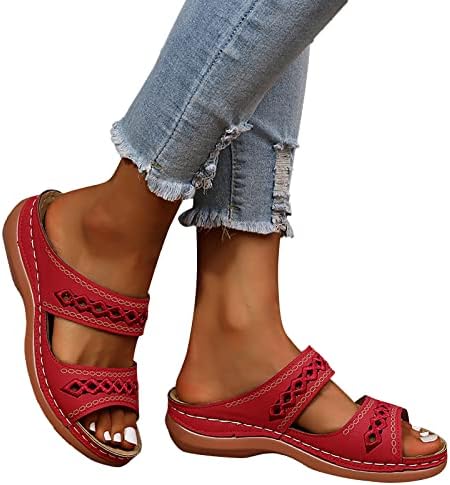 Сандали на Yhiwu жени облечени лето лето -случајно лизгање на клинови сандали меко дно дише лизгачки удобно слајд сандала