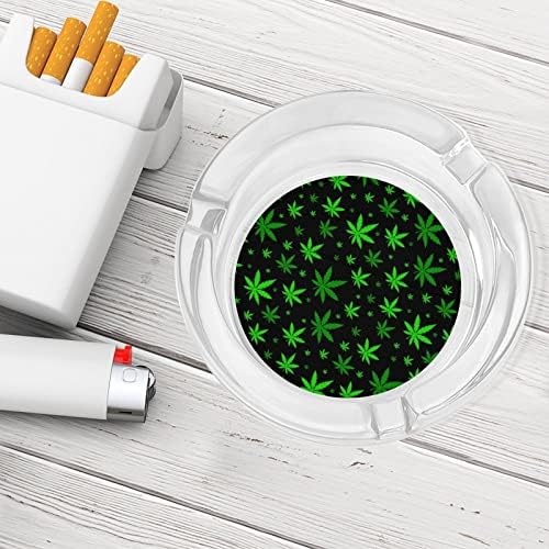 Зелени плевели лисја стаклени пепелници за цигари ветроупорни отпадоци може да печати фенси фиоки за пепел за домашна канцеларија во хотел за