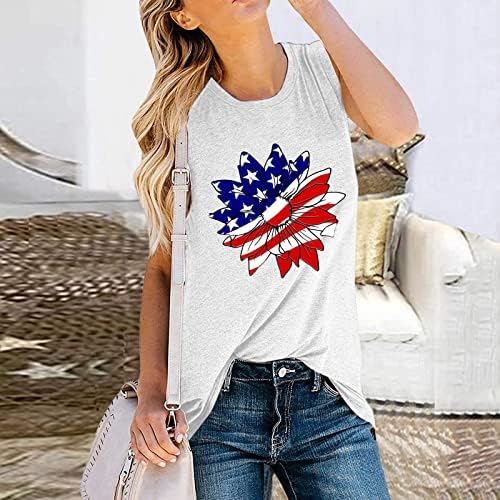 lcepcy Womens Американски Знаме Резервоар Врвот Лабава Повик Без Ракави Шарени Маици 2023 Лето Лесни Елек Кошули Блуза