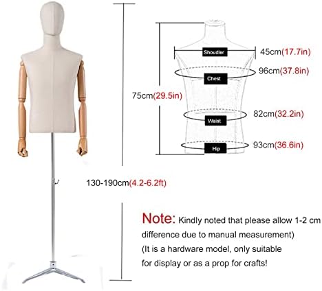 Tonpop комерцијална висока машка манекен торзо тело маникин фустан форма, сребрен прилагодлив штанд човек горниот модел на торзото