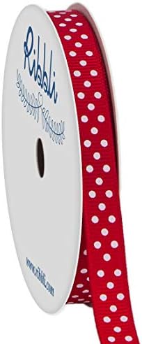 Ribbli Grosgrain Polka Dot Craft Ribbon, 3/8 инчи, 10-дворско количество, виолетова со бели точки, користете за завиткување на подароци,