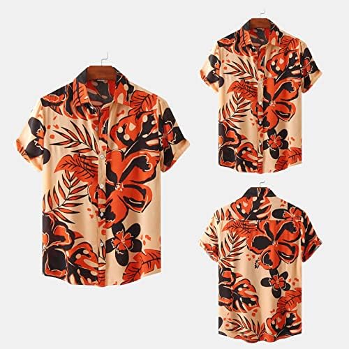 Кошули на Хавајски кошули на XXBR, кратки ракави со кратки ракави надолу по етнички бохо цветни печати обична кошула лабава вклопена плажа