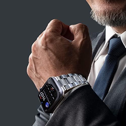 СЈАЈНА Нега Од Нерѓосувачки Челик Бенд Компатибилен за Apple Watch Band 49mm 45mm 44mm 42mm, Метални Машки Бендови За Iwatch Серија