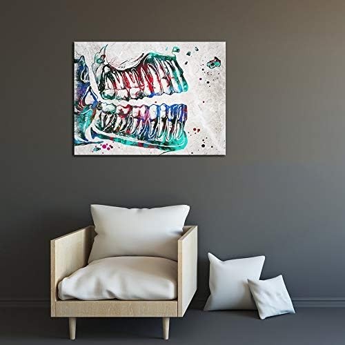 Lovehouse Стоматолошка wallидна уметност отпечатоци шарени заби платно сликање медицинска слика за клинички канцелариски заби