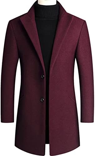 Jnkihapot есен и зимски британски стил цврста боја со средна должина машка волна волна палто тенок ровови палто деловно палто