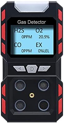 Giihoo Portable 4 Gas Monitor Личен, звук светло вибрации Мулти -гас детекторски мерач, задно осветлување на LCD -екранот за полнење
