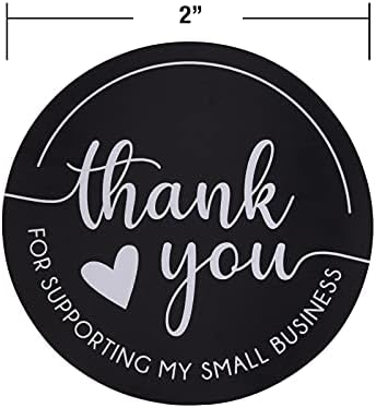 Ви благодариме Налепници, Поддршка На Мојот Мал Бизнис, Ролна од 500 2 Инчен Круг, Црно-Бело