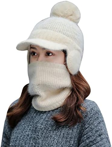 Женски ушни мафијаши шал, ставајќи термички велосипедизам Топло зимска шамија, плетење зимска кожа бејзбол капа за мажи