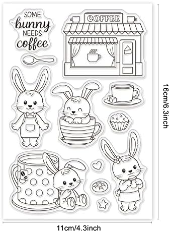 Глобленд зајаче и кафе силиконски чисти марки животни и попладневен чај транспарентни марки за роденденски картички за Денот