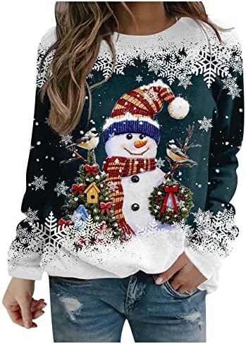 Џемпери на Енија пуловер за жени лажички врат со долг ракав пулвер ретро лабава фит блуза за жени за жени