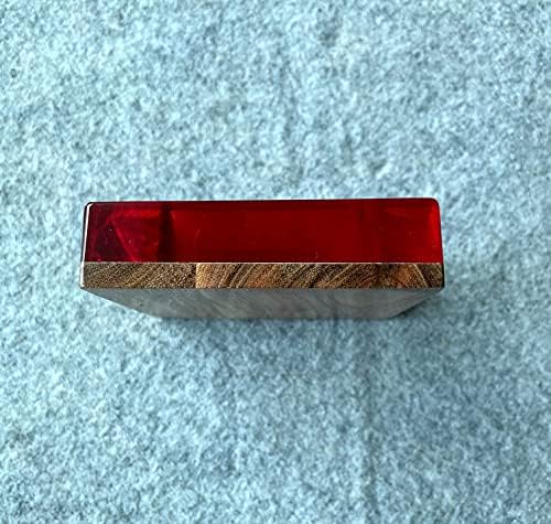Занаети црвена уникатна пепелска смола дрвена вметната дизајн настрана центар за маса од пепел подарок