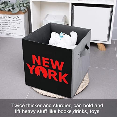 Њујорк Склопувачки Канти За Складирање Основи Преклопување Ткаенина Коцки За Складирање Организатор Кутии Со Рачки