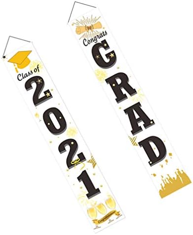 БЕСТОЈАРД Надворешни Украси 2 парчиња Дипломирање Трем Знак Класа Од 2021 Година Банер На Врата Честитки Знаци За Дипломирање За Украси