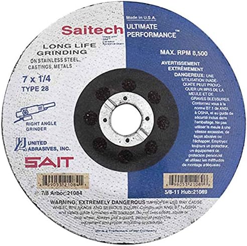 Обединети абразиви SAIT 21084 7x1/4x7/8 Saitech Ultimate Performance No центар за мелење на типот 28, 25 пакет