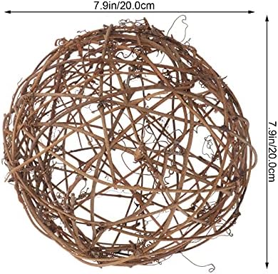 Ратан топки Фармхаус гранка орби: 8 парчиња природни гранчиња орби топки рустикална тркалезна топка DIY Божиќна плетена топка декорација