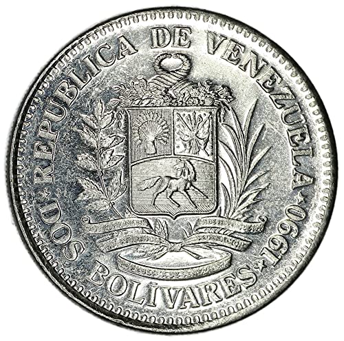1990 Caracas Mint Venezuela Bolivar Liberator 2 Bolivares Продавач многу добро