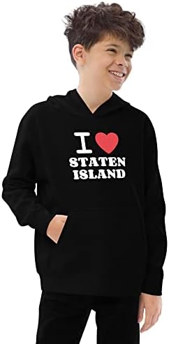 Јас го сакам Худи на Статен Ајленд за млади деца Унисекс - Патување до островот Статен Newујорк NYујорк, младинско руно худи со црвено