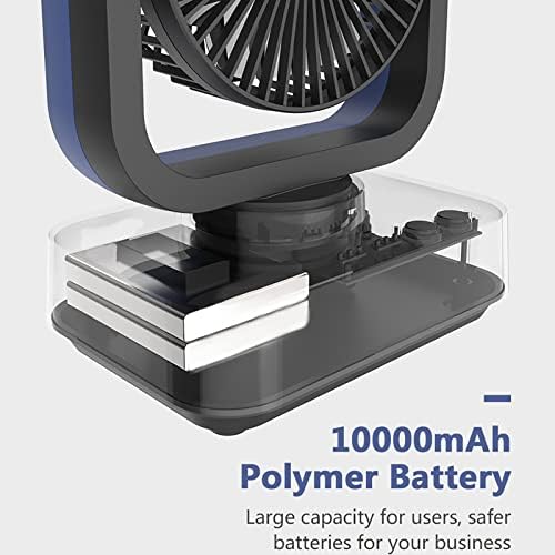Duhuamei Portable 8 Westctop fan, 10000mAh USB вентилатор за полнење кула, 3 брзини мини двојна вентилатор, ротација од 360 ° со далечински управувач,
