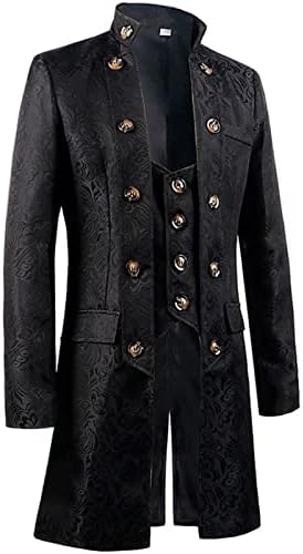 Синзелимин машка гроздобер костум јакна Средновековна темна серија панк стил на фаза на перформанси со долги ракави стојат јака за надворешна