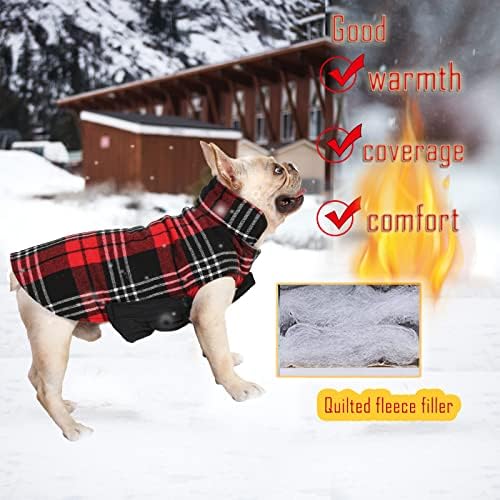Uadonile Dog Casue Британски стил Карирани Божиќни јакни, ветроупорни реверзибилни, рефлексивни кучиња зима предупредуваат