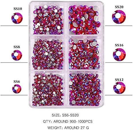 1200pcs мешавина од големини стакло кристал не фиксирани поставени рамни кристални нокти на ноктите дијамант за DIY украси -