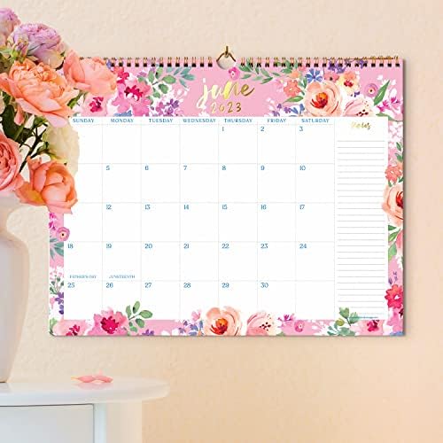 Календар на цветни wallидови на С & О Акварел од јануари 2023 -јуни 2024 година - Месечен календар на солзи - 18 месечен академски календар