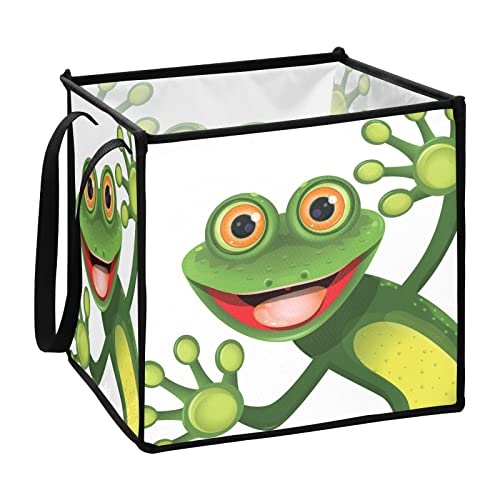 Зелена жаба корпа за складирање склопување играчки за складирање коцка коцка за перење алишта водоотпорна расадник запрена со рачки за деца играчки