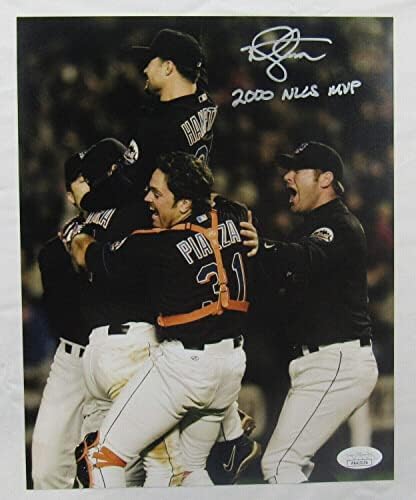 Мајк Хемптон потпиша Auto Autograph 8x10 2000 NLCS Photo w/MVP Insc JSA Сведокот - Автограмирани фотографии од MLB