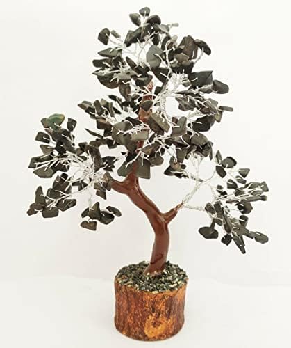 Nirdesh Исцелување кристално дрво Црно турмалин Чакра дрво на живот Бонсаи пари од дрво сребрена жица дрвена база Реики кристални