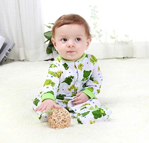 Feidoog бебешки нозе памук со долги ракави ромпер животно печатено џемпери за спиење спиење и игра