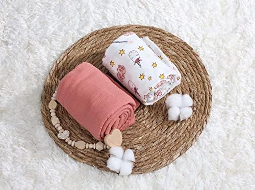 Барида Муслин Свадл ќебиња за унисекс, новороденче кое прима ќебе, големи 47 x 37 инчи, меко дишење, регистар и подарок