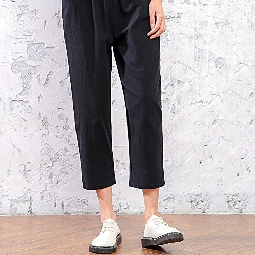 2023 памучни постелнини панталони, обични харем широки нозе палацо капри должина лето трендовски тенок вклопни панталони за жени